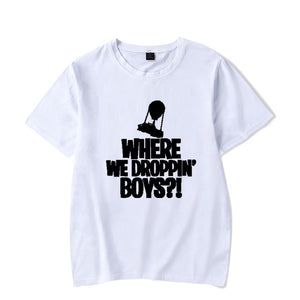 "Where We Dropping Boys?" Printed FNBR Funny T-Shirts! - fnbrshop.com