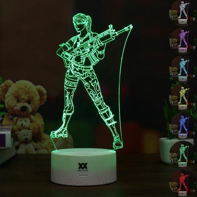 FNBR Girl with SCAR 3D Lamp with Automatically Changeable 7 Colors - fnbrshop.com