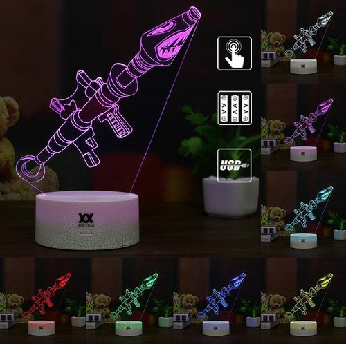 FNBR Rocket Launcher 3D Lamp with Automatically Changeable 7 Colors - fnbrshop.com