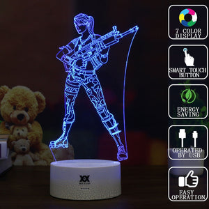 FNBR Girl with SCAR 3D Lamp with Automatically Changeable 7 Colors - fnbrshop.com