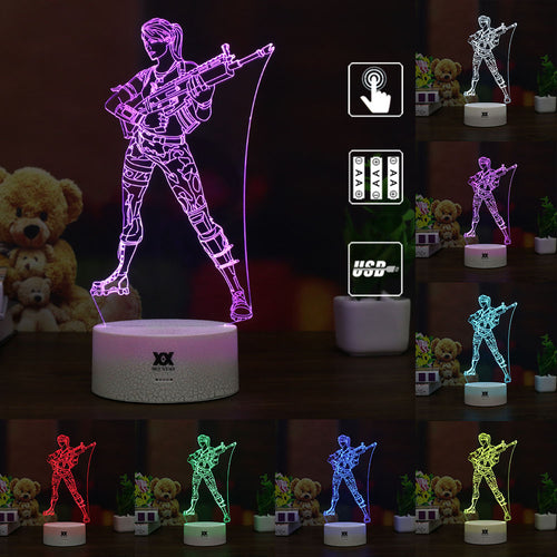 FNBR Girl with SCAR 3D Lamp with Automatically Changeable 7 Colors - fnbrshop.com